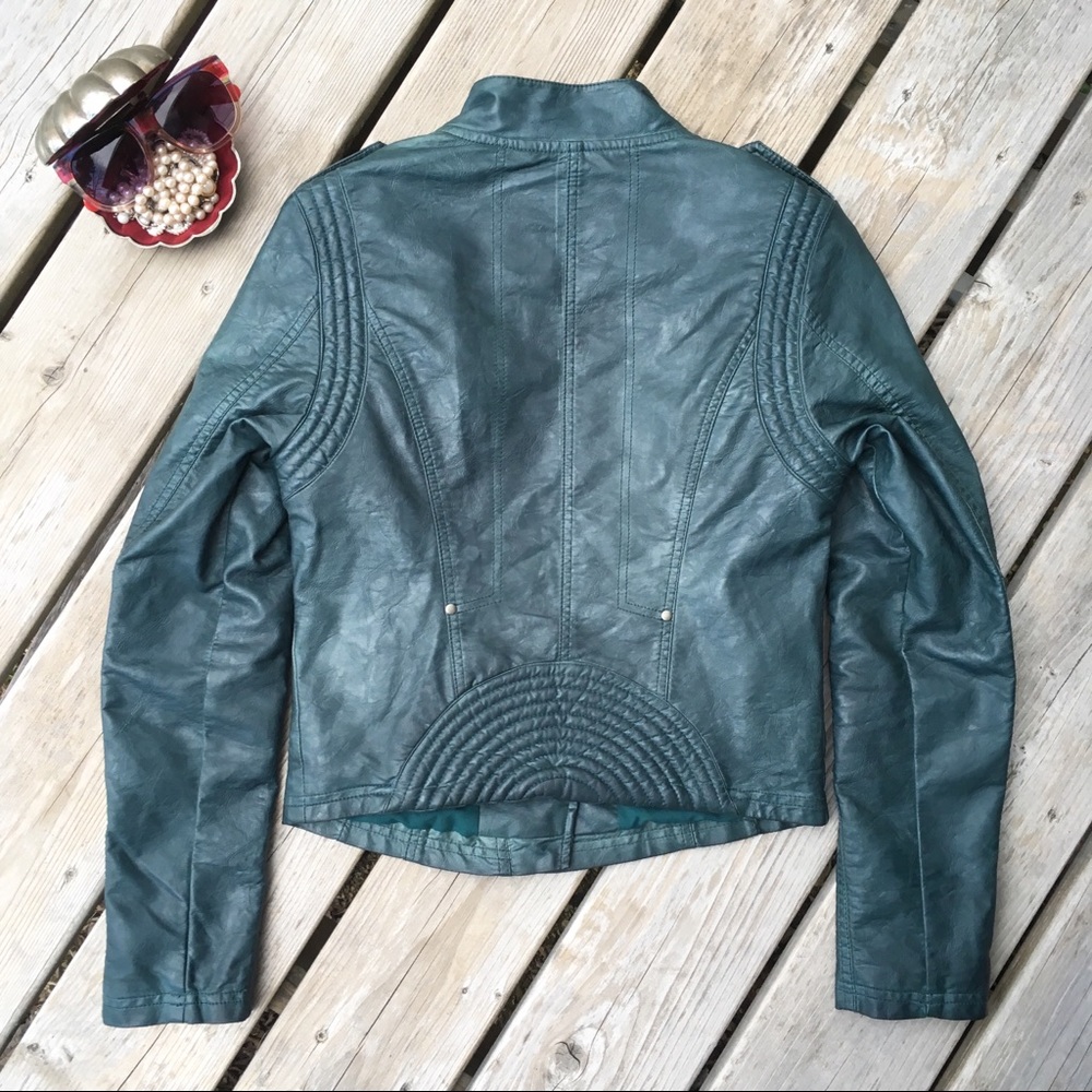 πHPπBLACK SWAN Vegan Leather Moto Jacket - Picture 6 of 8